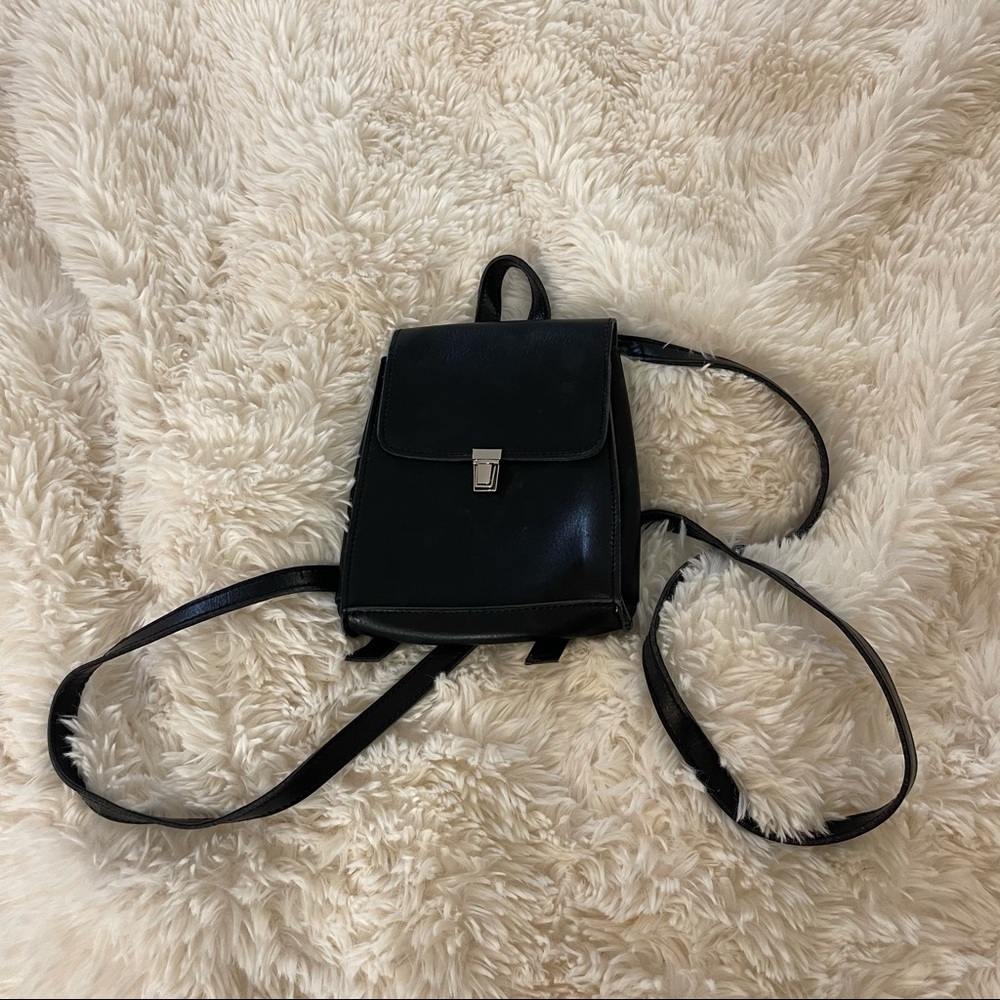 black leather mini backpack